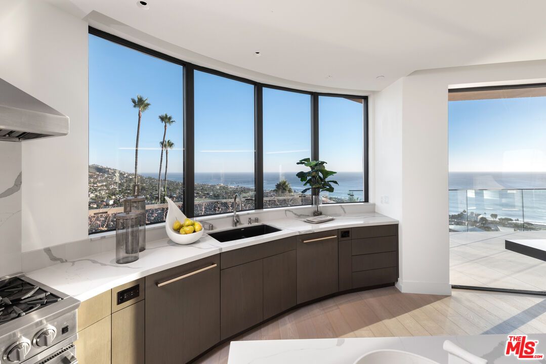 Interior, Kitchen, Recessed Lighting, Stainless Steel Appliances, Water, Wood Texture Flooring