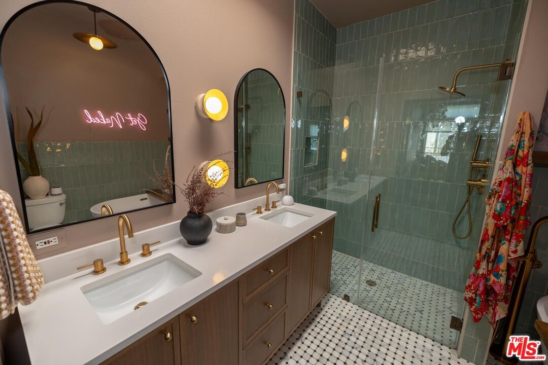 Bathroom, Dual Sink Vanities, Glass Shower, Interior