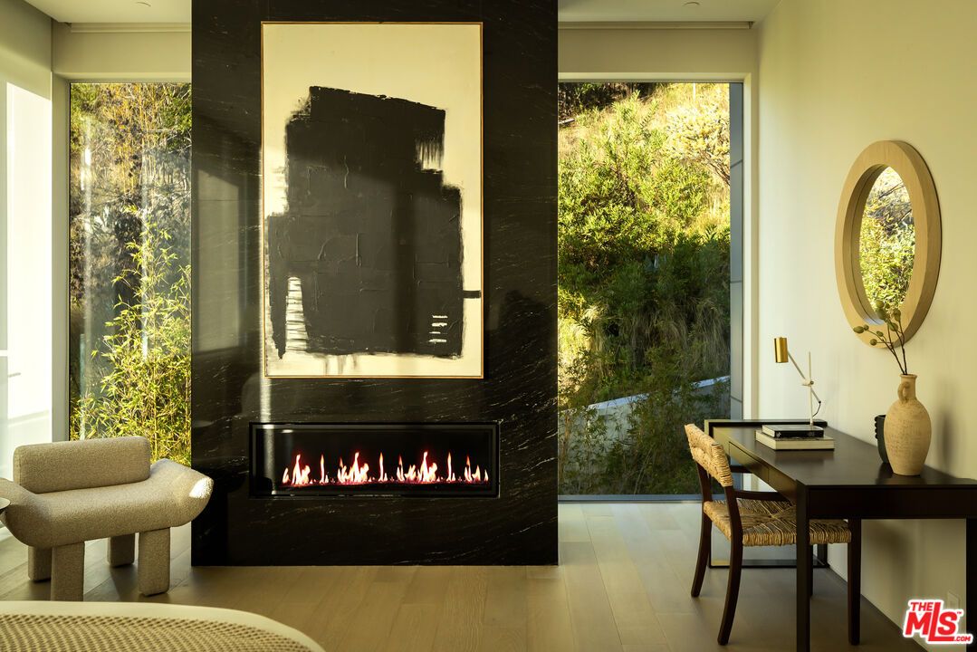 Fireplace, Home Office, Interior, Wood Texture Flooring