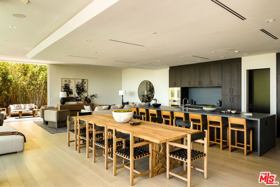 Dining room, Interior, Kitchen, Living room, Recessed Lighting, Wood Texture Flooring