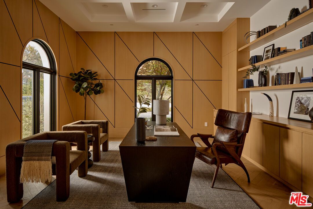 Home Office, Interior, Recessed Lighting, Wood Texture Flooring