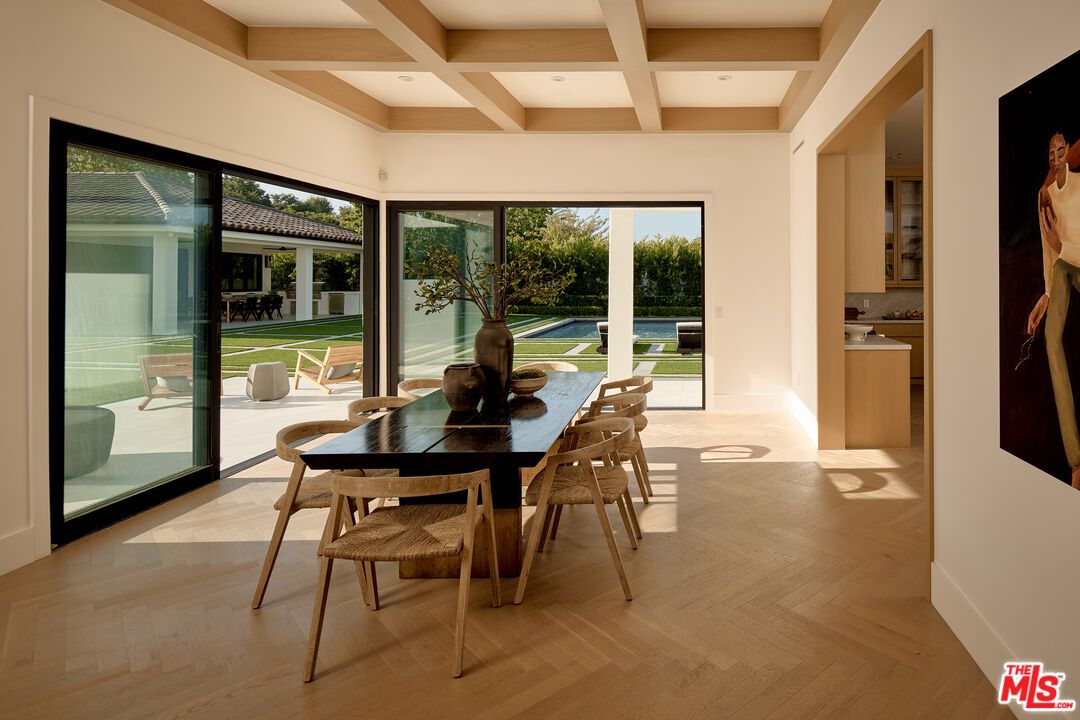 Dining room, Interior, Recessed Lighting, Wood Texture Flooring