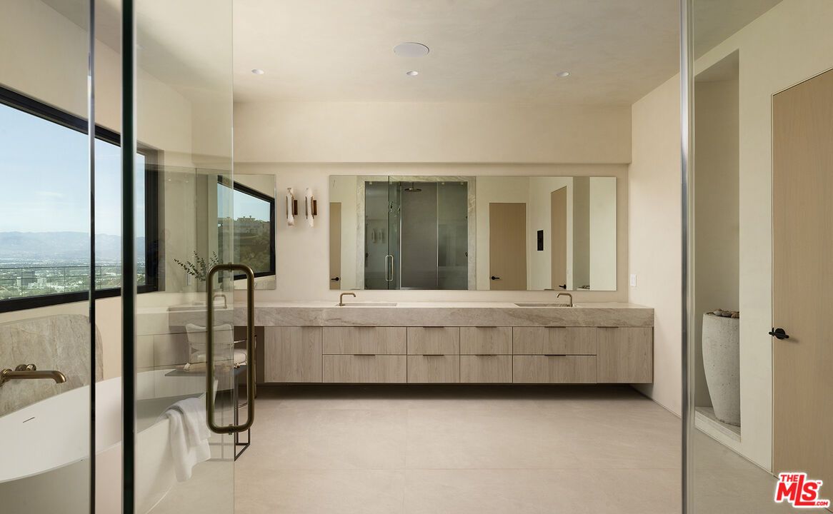 Bathroom, Dual Sink Vanities, Glass Shower, Interior, Recessed Lighting