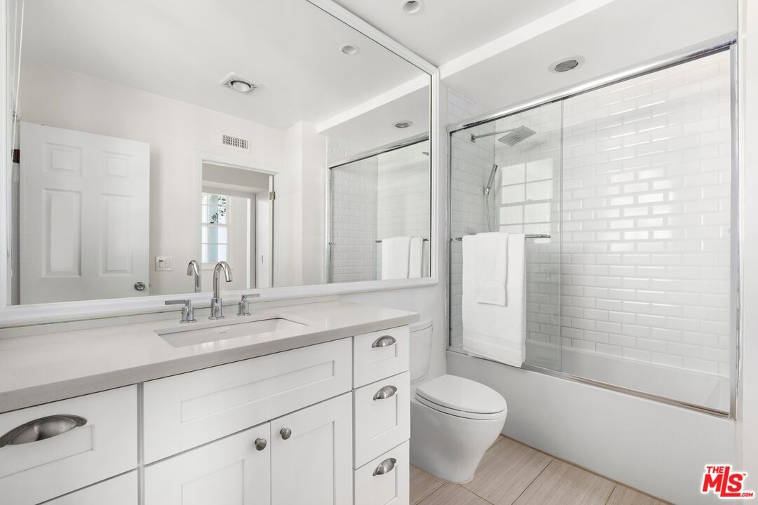 Bathroom, Glass Shower, Interior, Recessed Lighting, Wood Texture Flooring