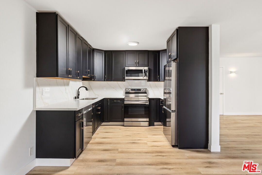 Interior, Kitchen, Stainless Steel Appliances, Wood Texture Flooring
