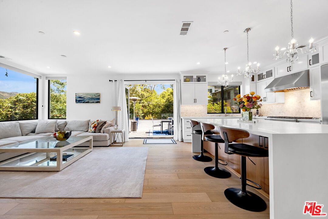 Interior, Kitchen, Living room, Pendant Lights, Recessed Lighting, Stainless Steel Appliances, Wood Texture Flooring
