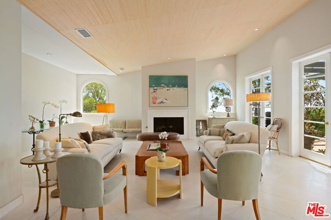Fireplace, Interior, Living room, Recessed Lighting, Wooden Ceilings
