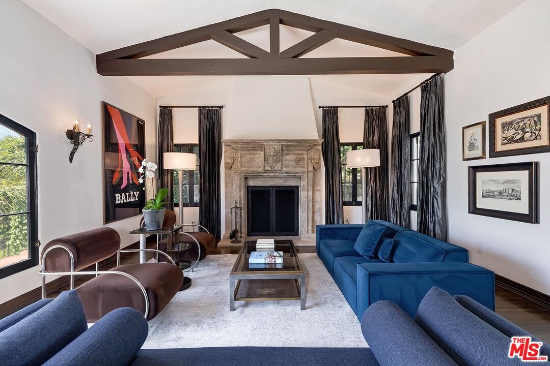 Fireplace, Interior, Living room, Wooden Beams, Wood Texture Flooring