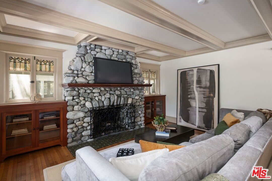 Fireplace, Interior, Living room, Stone Walls, Wood Texture Flooring