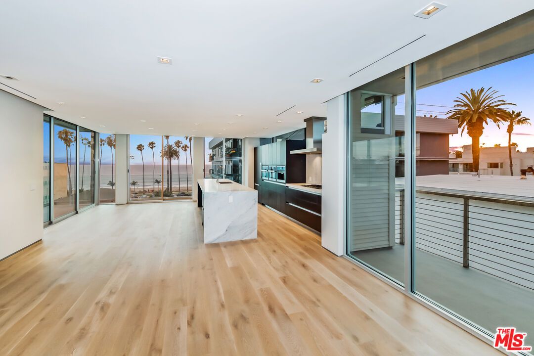 Interior, Kitchen, Recessed Lighting, Stainless Steel Appliances, Water, Wood Texture Flooring