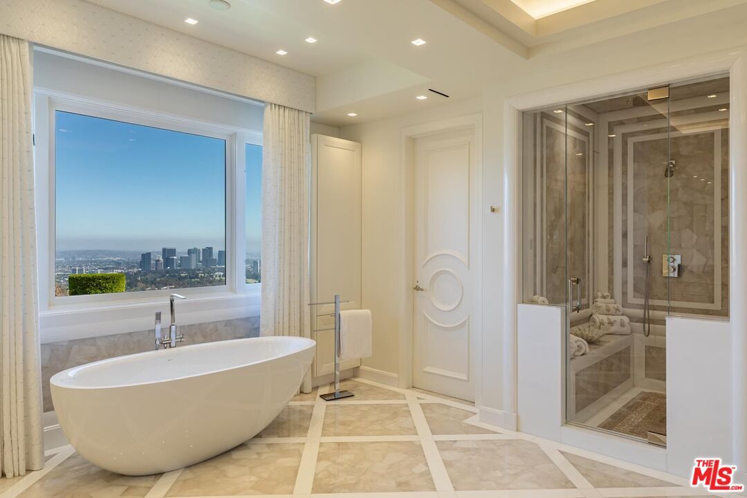 Bathroom, Free Standing Baths, Glass Shower, Interior, Recessed Lighting