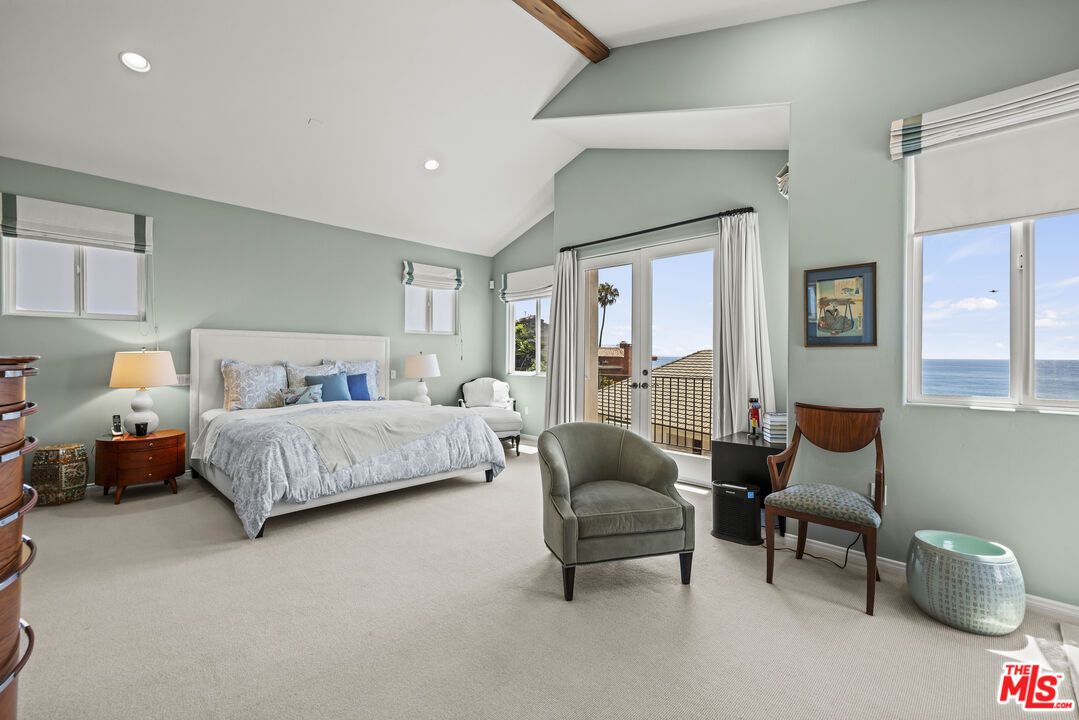 Bedroom, Interior, Recessed Lighting, Water, Wooden Beams
