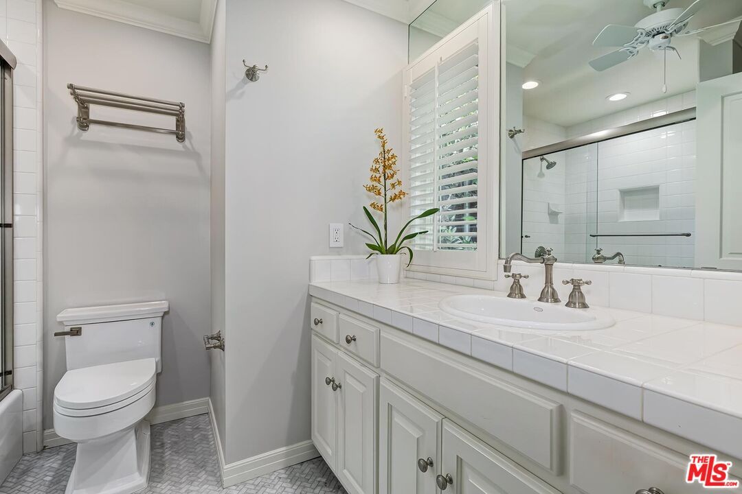 Bathroom, Glass Shower, Interior, Recessed Lighting, Tile Countertops