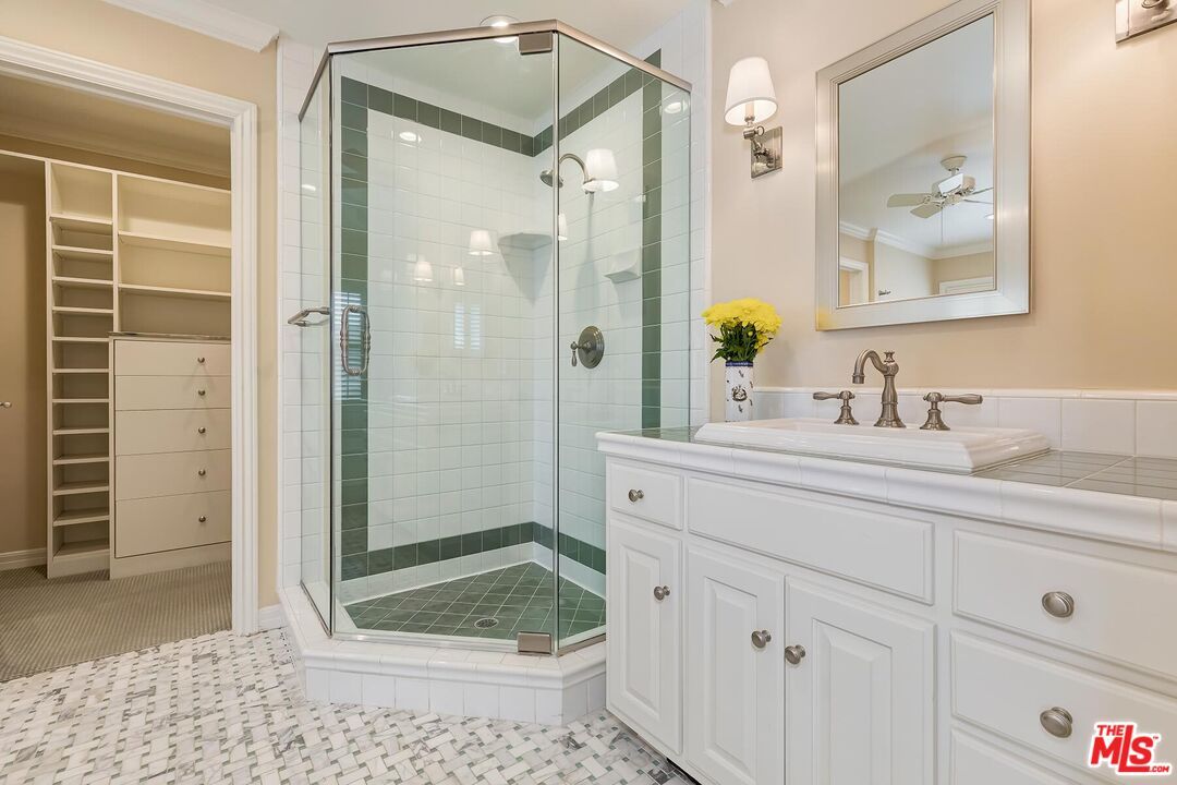 Bathroom, Glass Shower, Interior, Tile Countertops