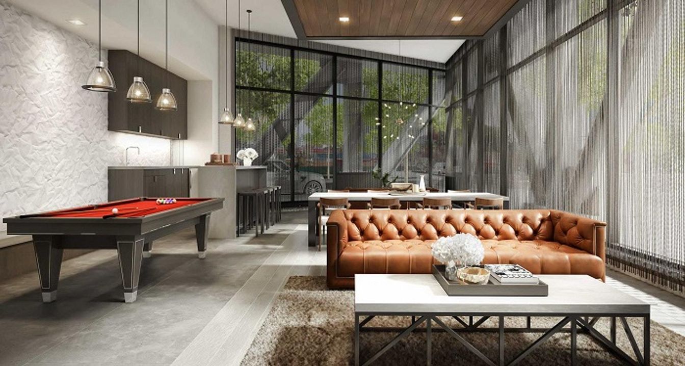 Billiard Table, Game Room, Interior, Living room, Pendant Lights, Recessed Lighting