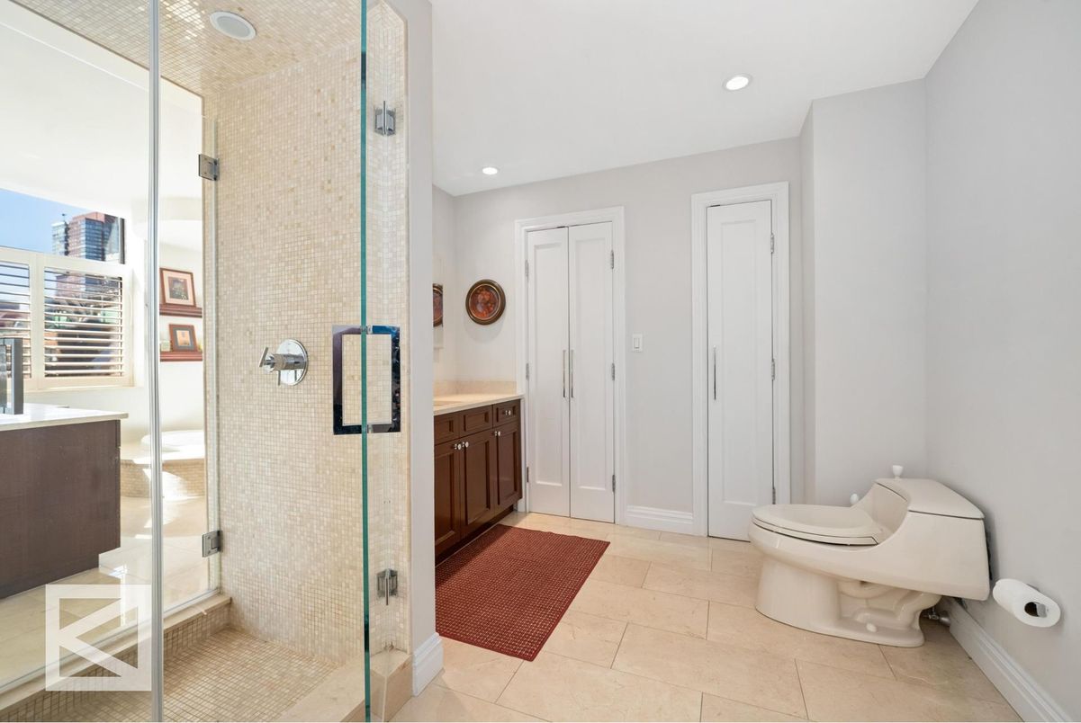 Bathroom, Glass Shower, Interior, Recessed Lighting