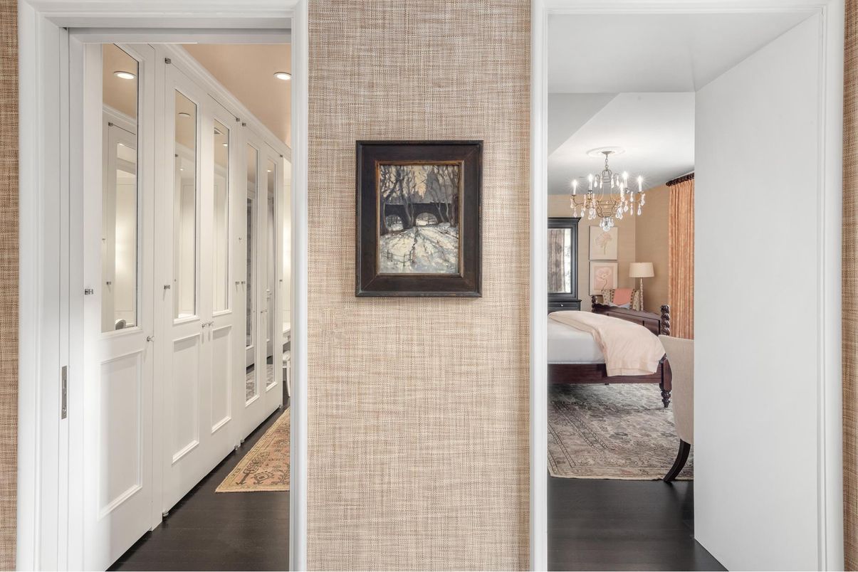 Bedroom, Chandelier, Interior, Wood Texture Flooring