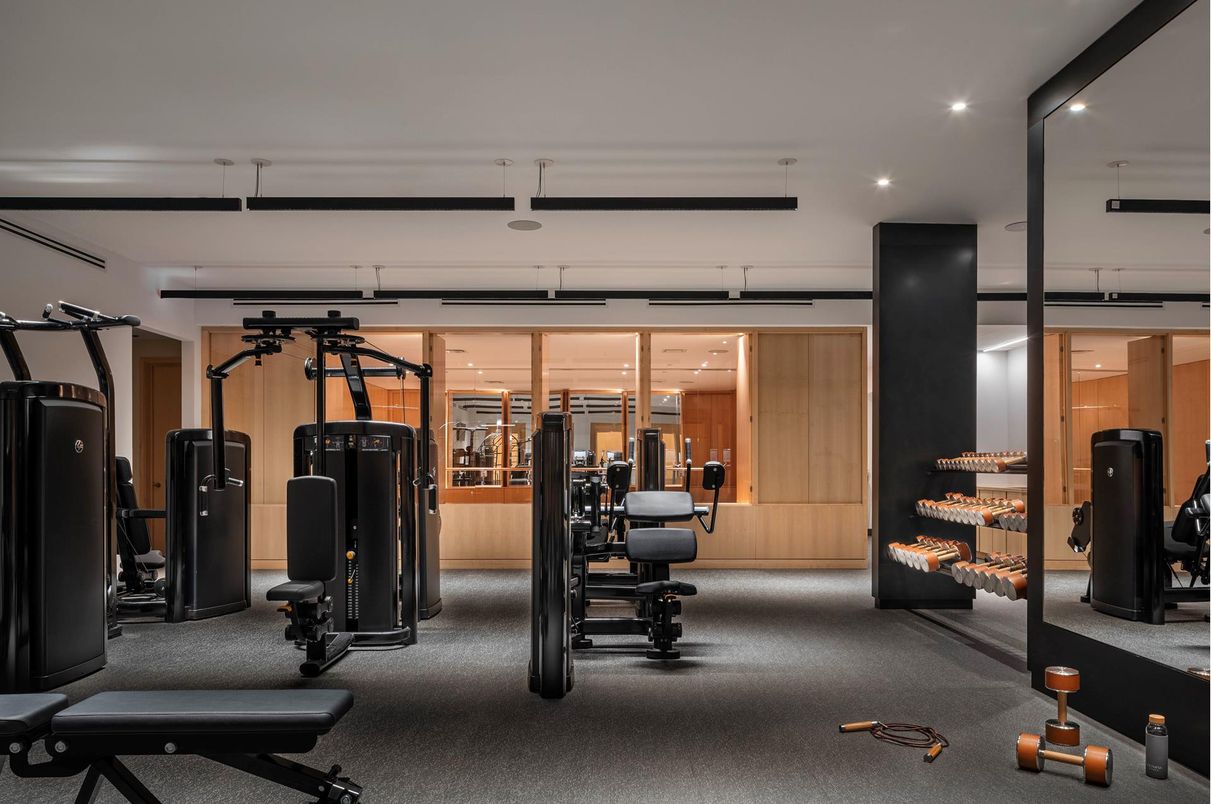 Fitness Equipment, Gym, Interior, Recessed Lighting