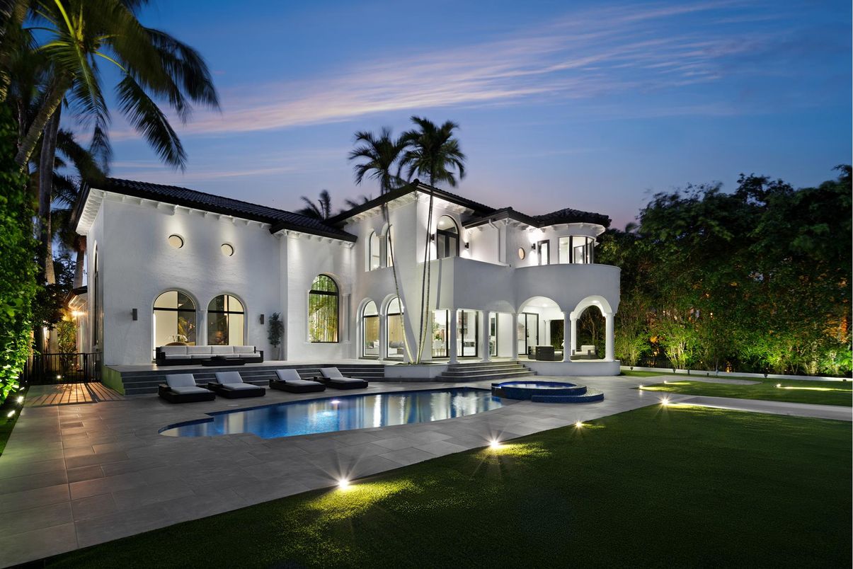 Backyard, Exterior, Facade, Pool, Spanish Mediterranean