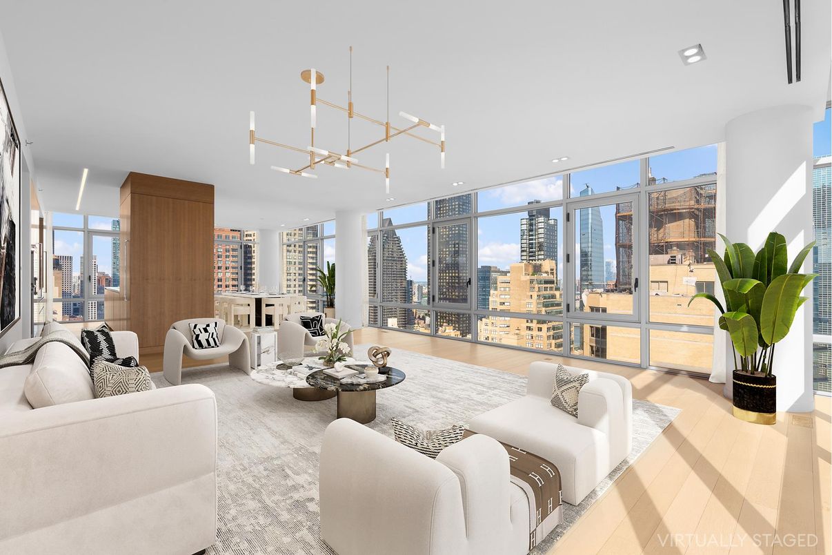 Interior, Living room, Pendant Lights, Recessed Lighting, Wood Texture Flooring