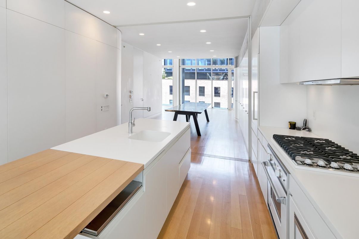 Interior, Kitchen, Recessed Lighting, Wood Texture Flooring