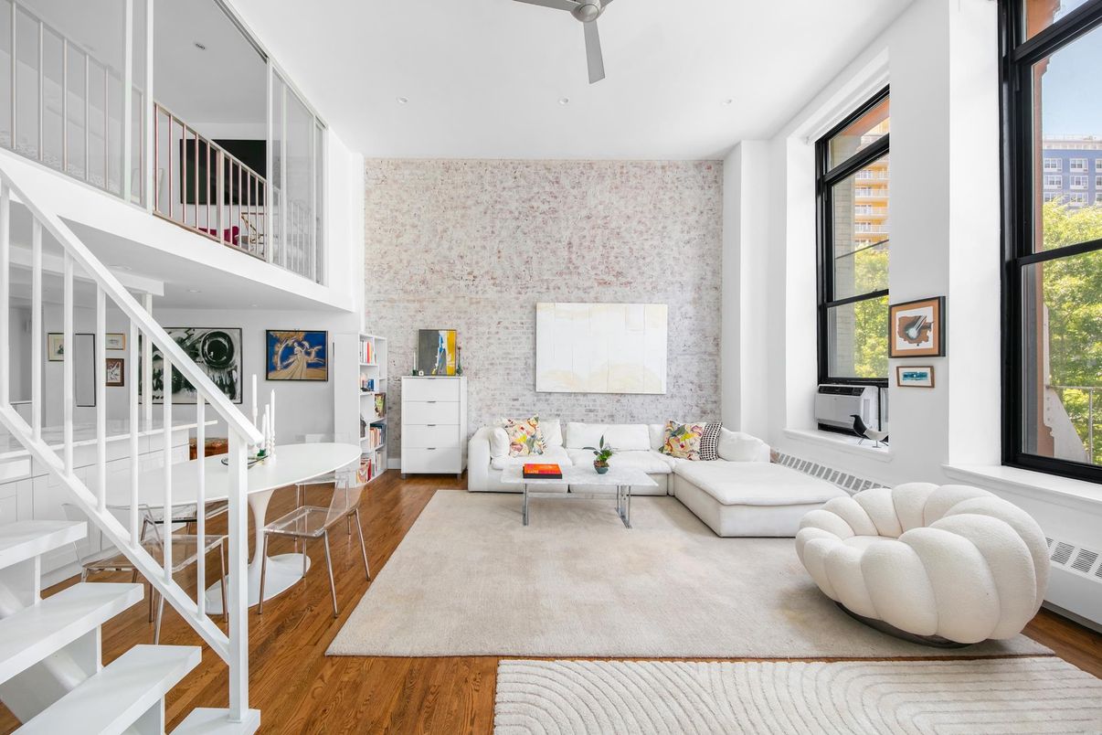 Interior, Living room, Stone Walls, Wood Texture Flooring