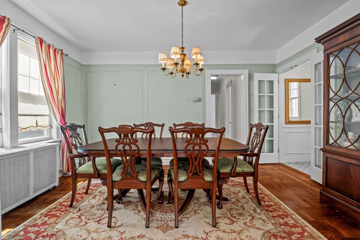 Chandelier, Dining room, Interior, Wood Texture Flooring