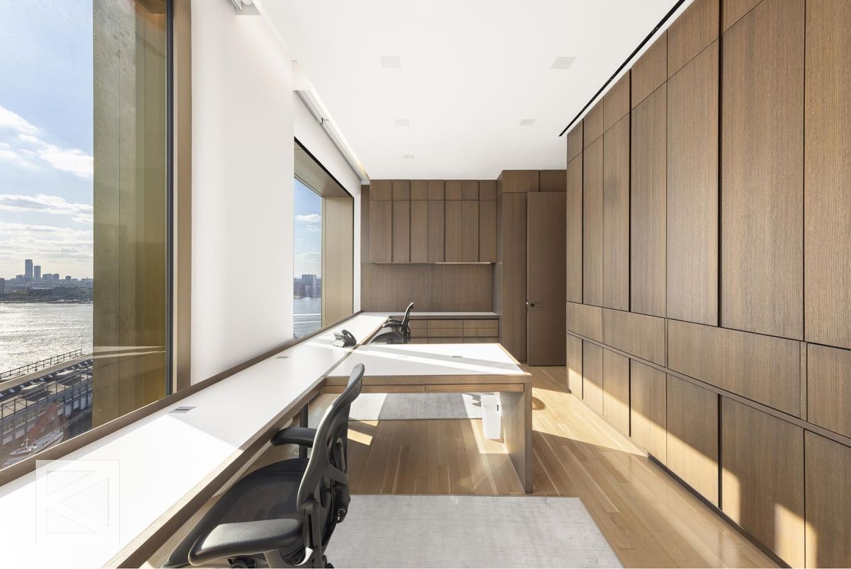 Home Office, Interior, Recessed Lighting, Wood Texture Flooring