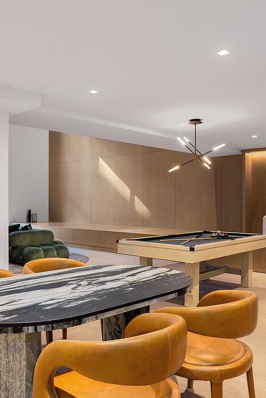 Billiard Table, Game Room, Interior, Pendant Lights, Recessed Lighting