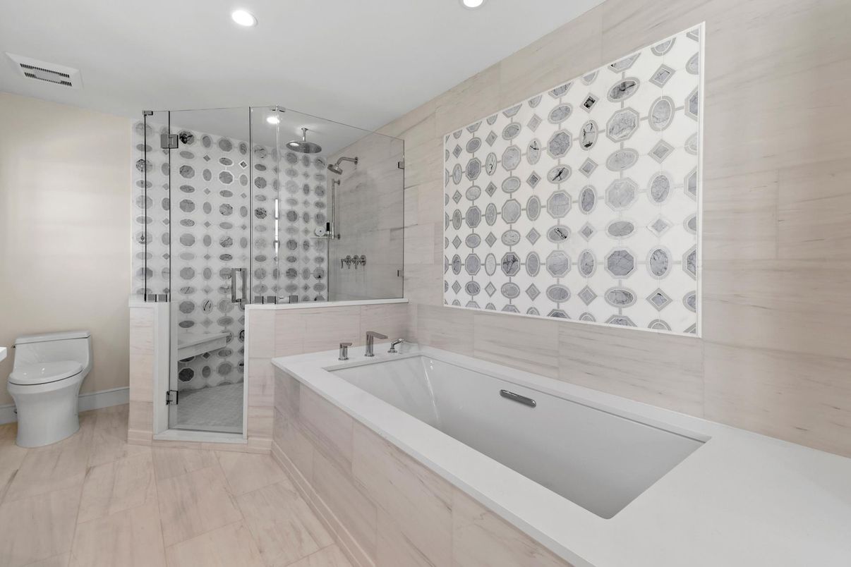 Bathroom, Glass Shower, Interior, Recessed Lighting