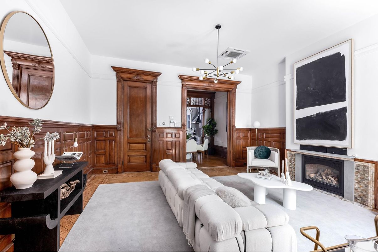 Fireplace, Interior, Living room, Pendant Lights
