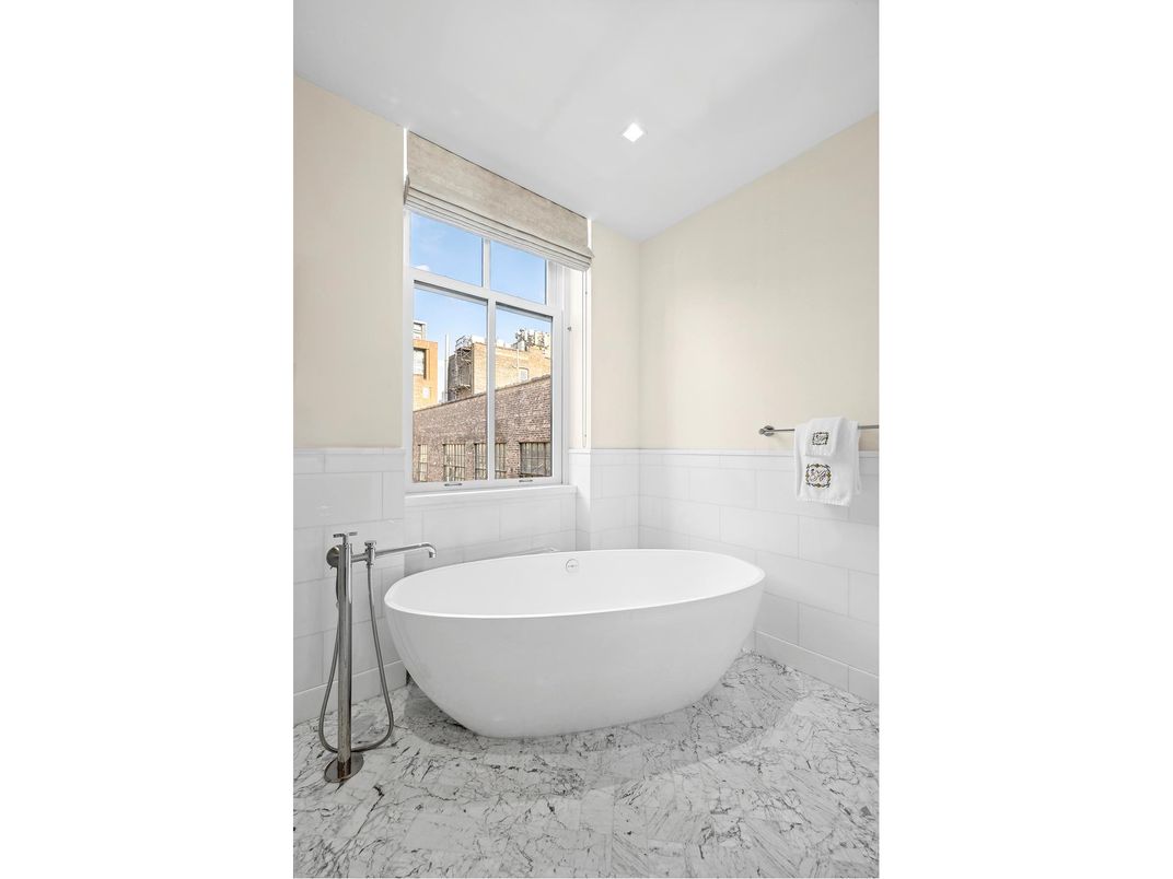 Bathroom, Free Standing Baths, Interior, Marble, Recessed Lighting