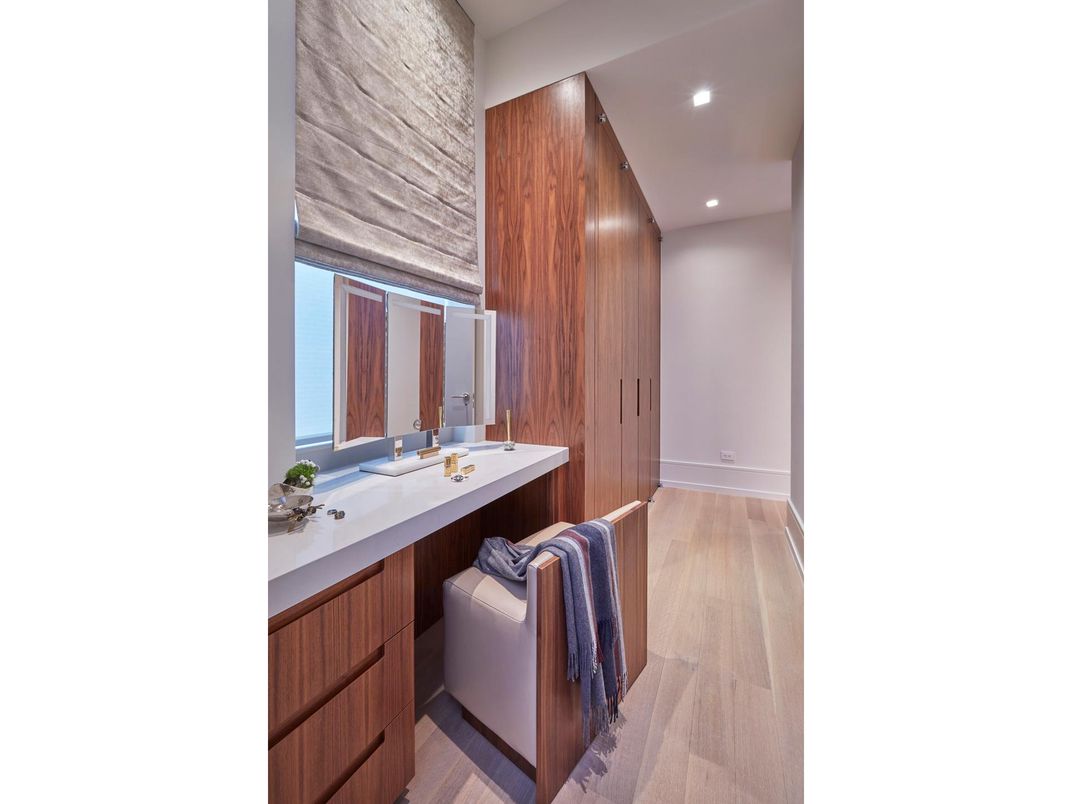 Bathroom, Interior, Recessed Lighting, Wood Texture Flooring, Wooden Walls