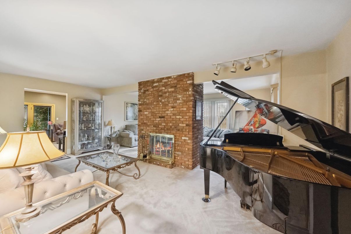 Fireplace, Interior, Living room, Piano, Stone Walls