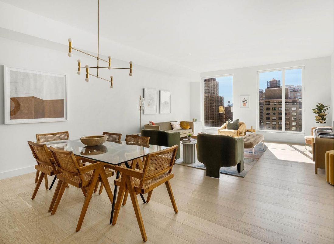 Dining room, Interior, Living room, Pendant Lights, Wood Texture Flooring