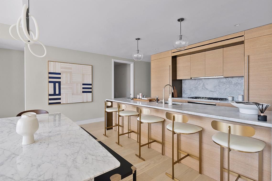 Interior, Kitchen, Pendant Lights, Stainless Steel Appliances, Wood Texture Flooring