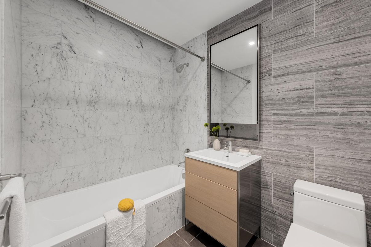 Bathroom, Interior, Marble Walls, Recessed Lighting