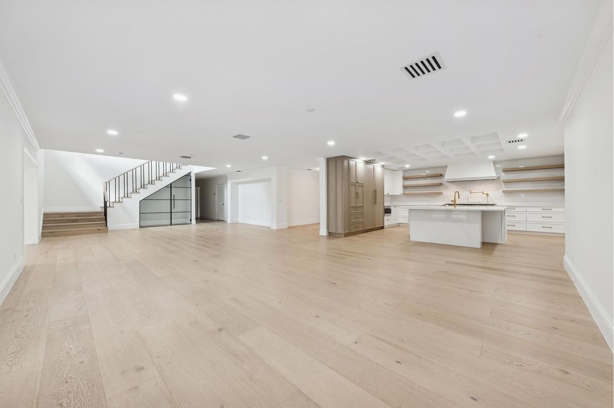 Interior, Kitchen, Recessed Lighting, Wood Texture Flooring