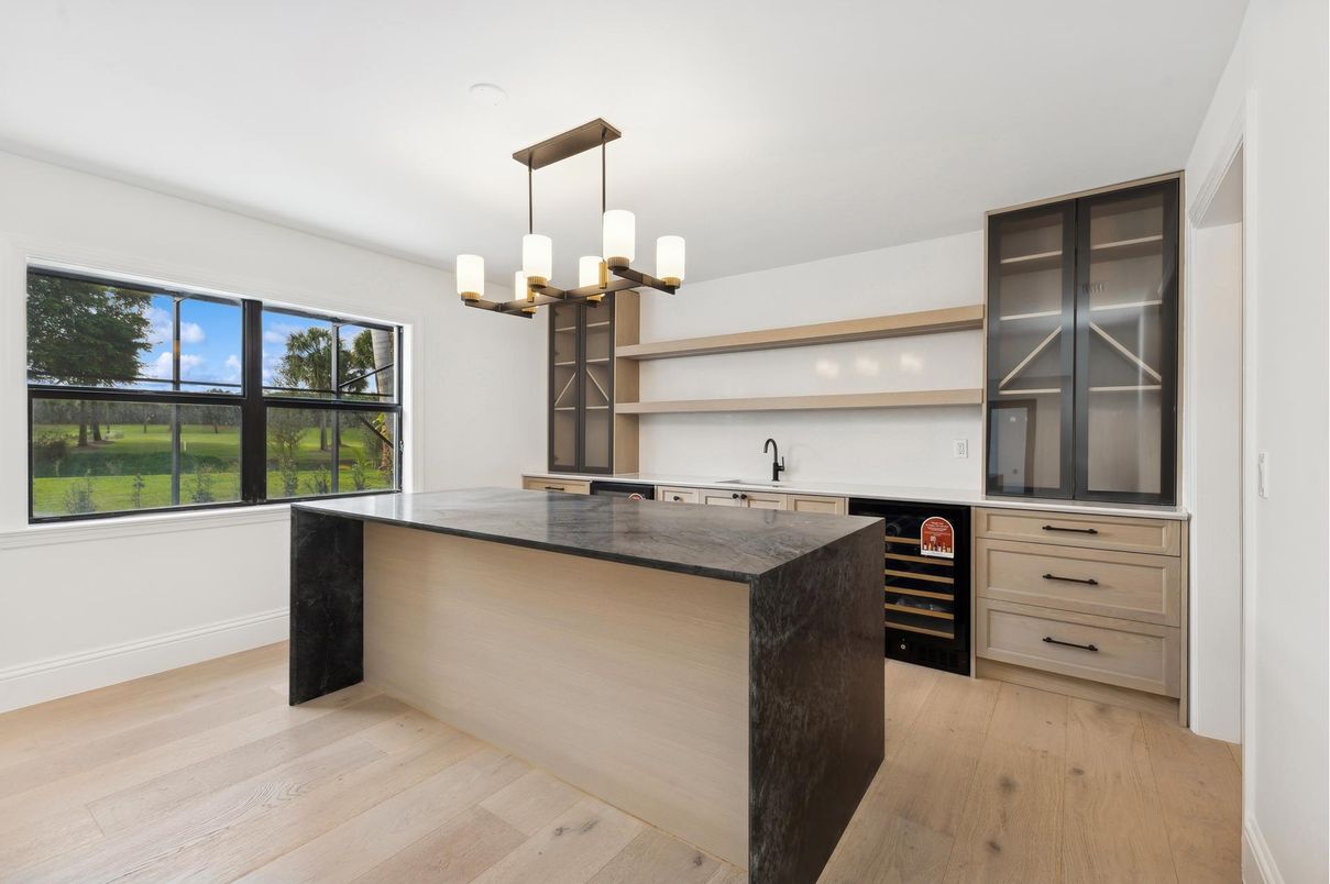 Interior, Kitchen, Pendant Lights, Wood Texture Flooring