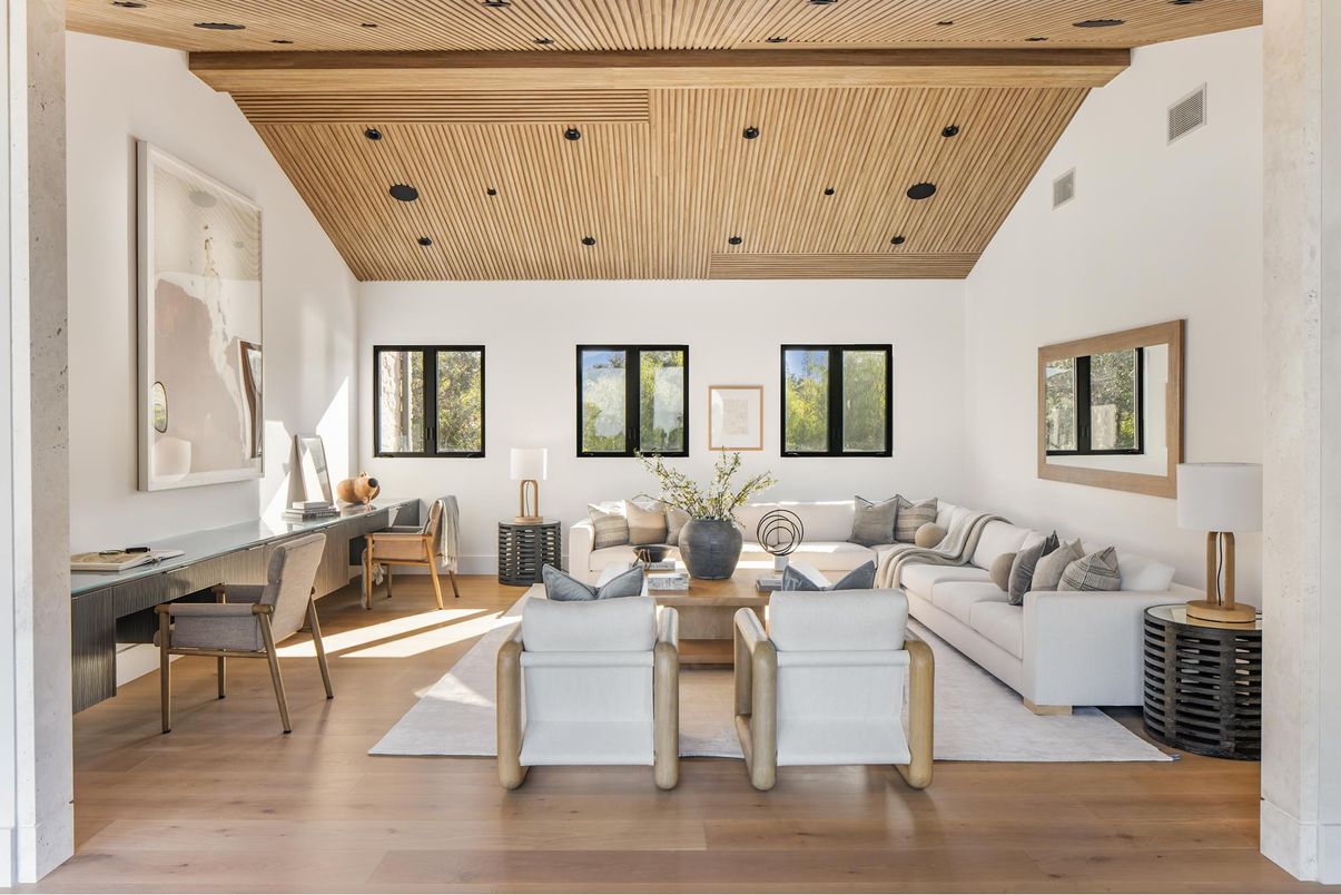 Interior, Living room, Wooden Ceilings, Wood Texture Flooring