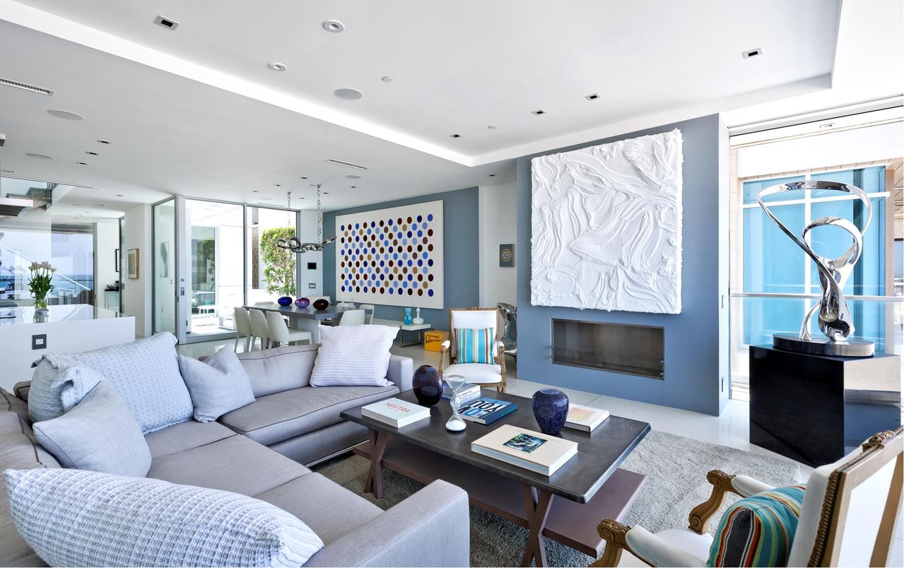 Dining room, Fireplace, Interior, Living room, Pendant Lights, Recessed Lighting