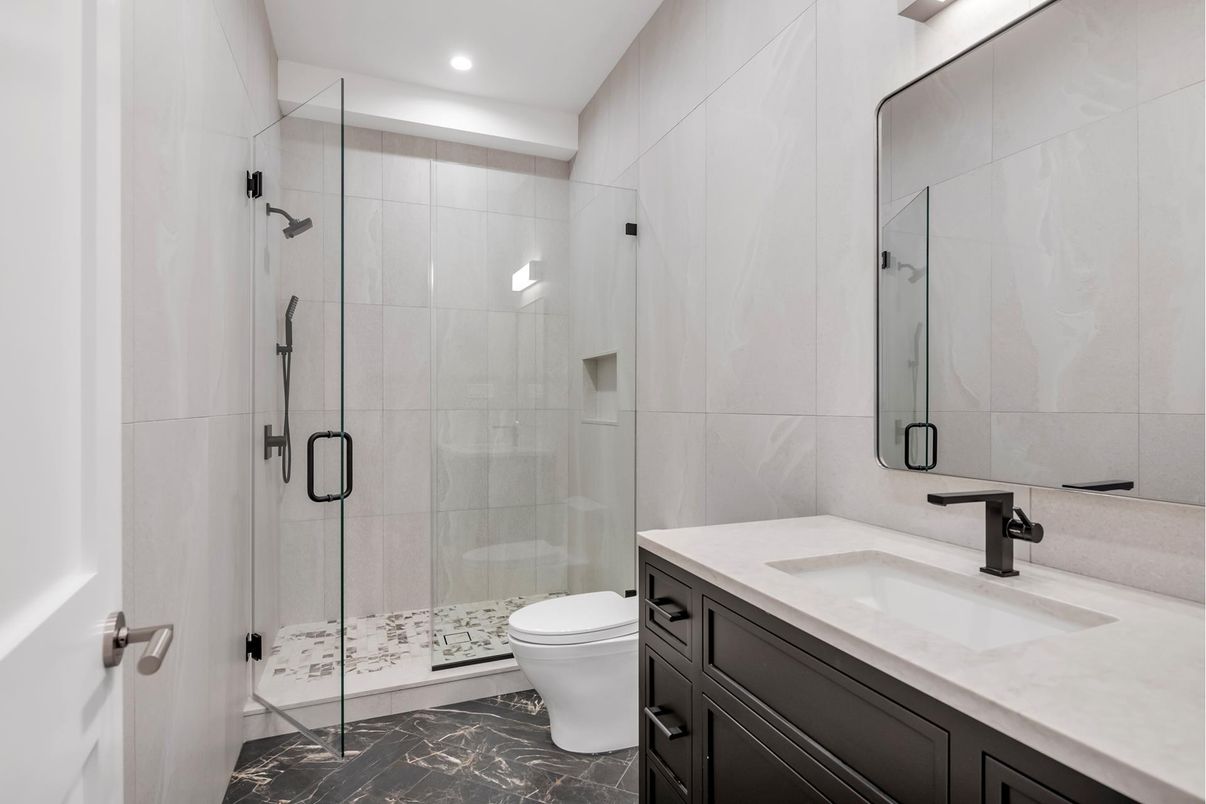 Bathroom, Glass Shower, Interior, Recessed Lighting