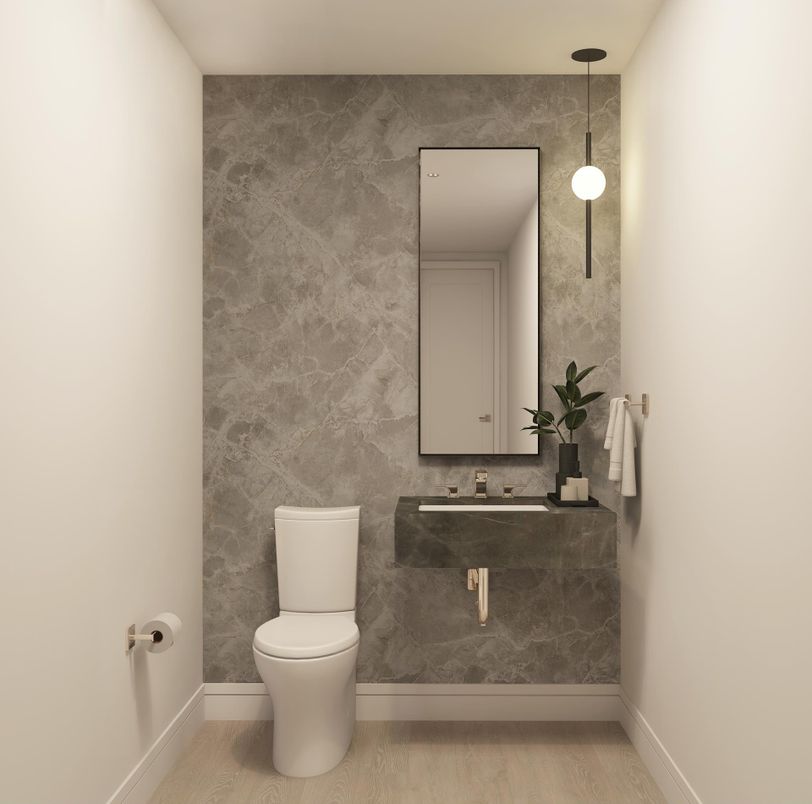 Bathroom, Interior, Pendant Lights, Wood Texture Flooring
