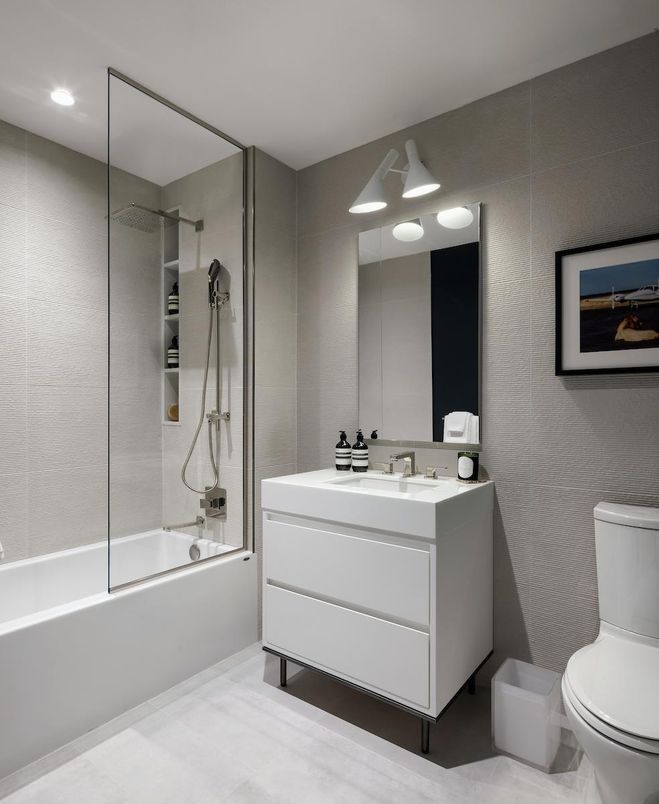Bathroom, Glass Shower, Interior, Recessed Lighting