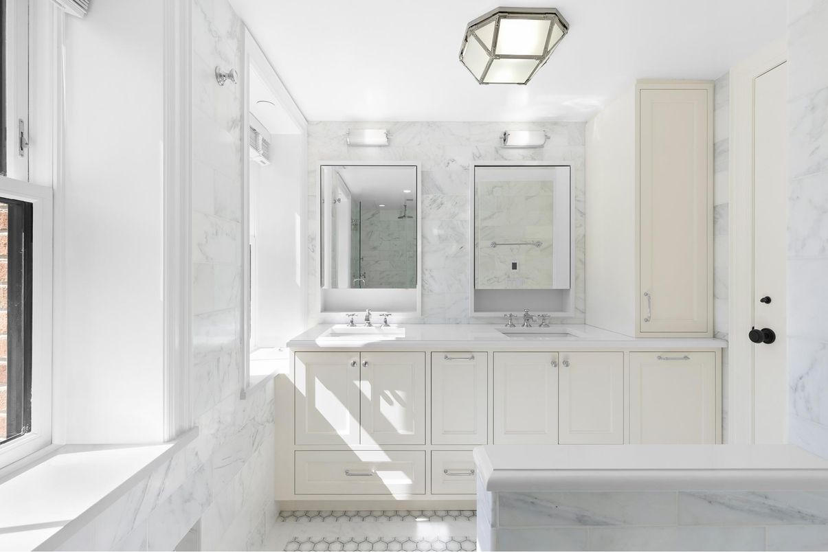 Bathroom, Dual Sink Vanities, Interior, Marble, Marble Walls