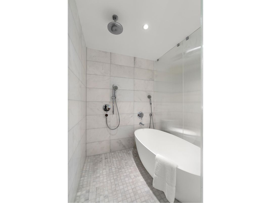 Bathroom, Free Standing Baths, Glass Shower, Interior, Recessed Lighting