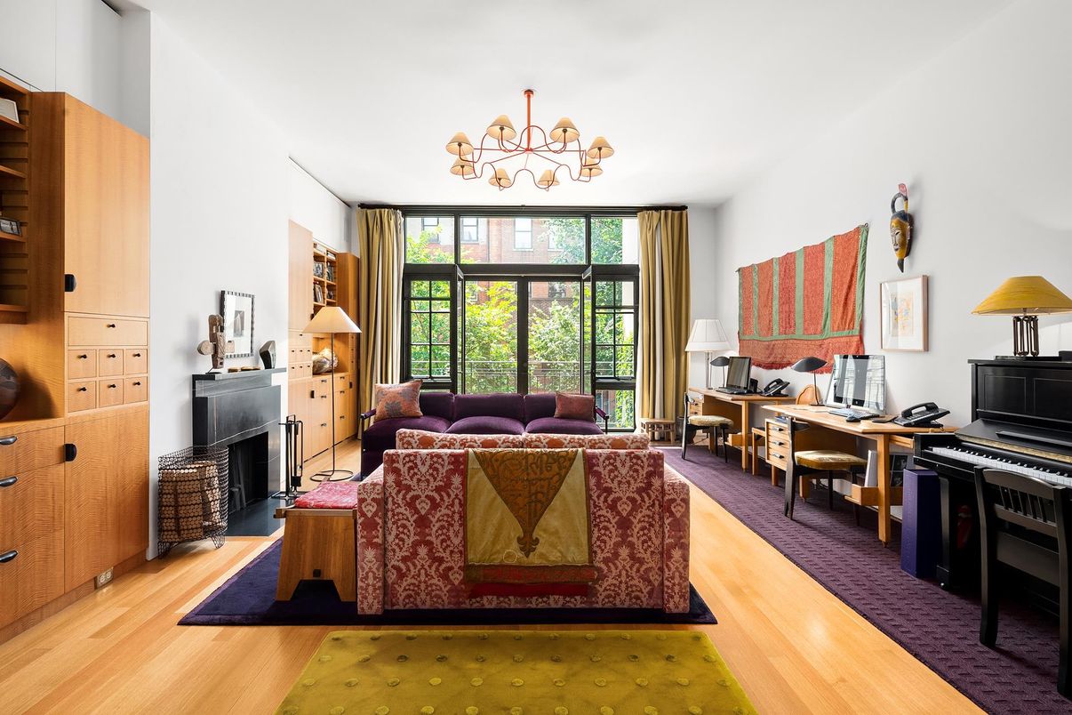 Chandelier, Fireplace, Home Office, Interior, Living room, Wood Texture Flooring