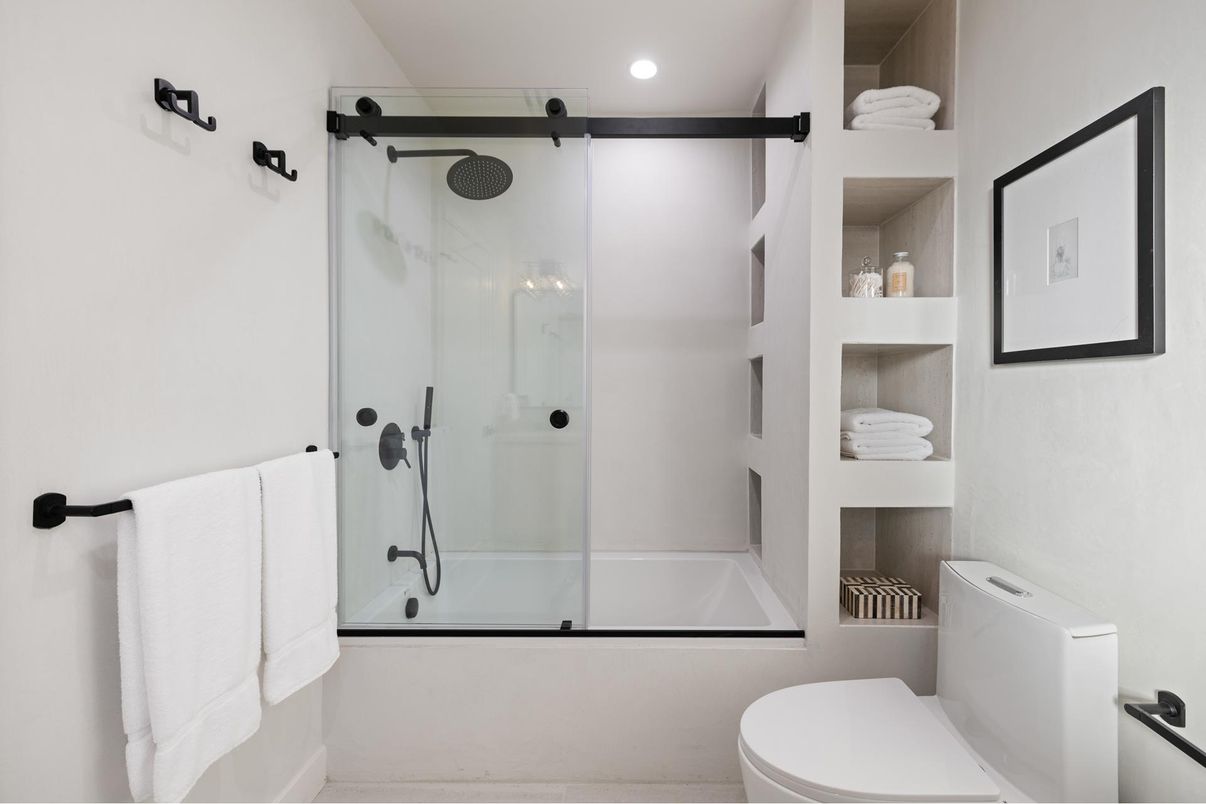 Bathroom, Glass Shower, Interior, Recessed Lighting