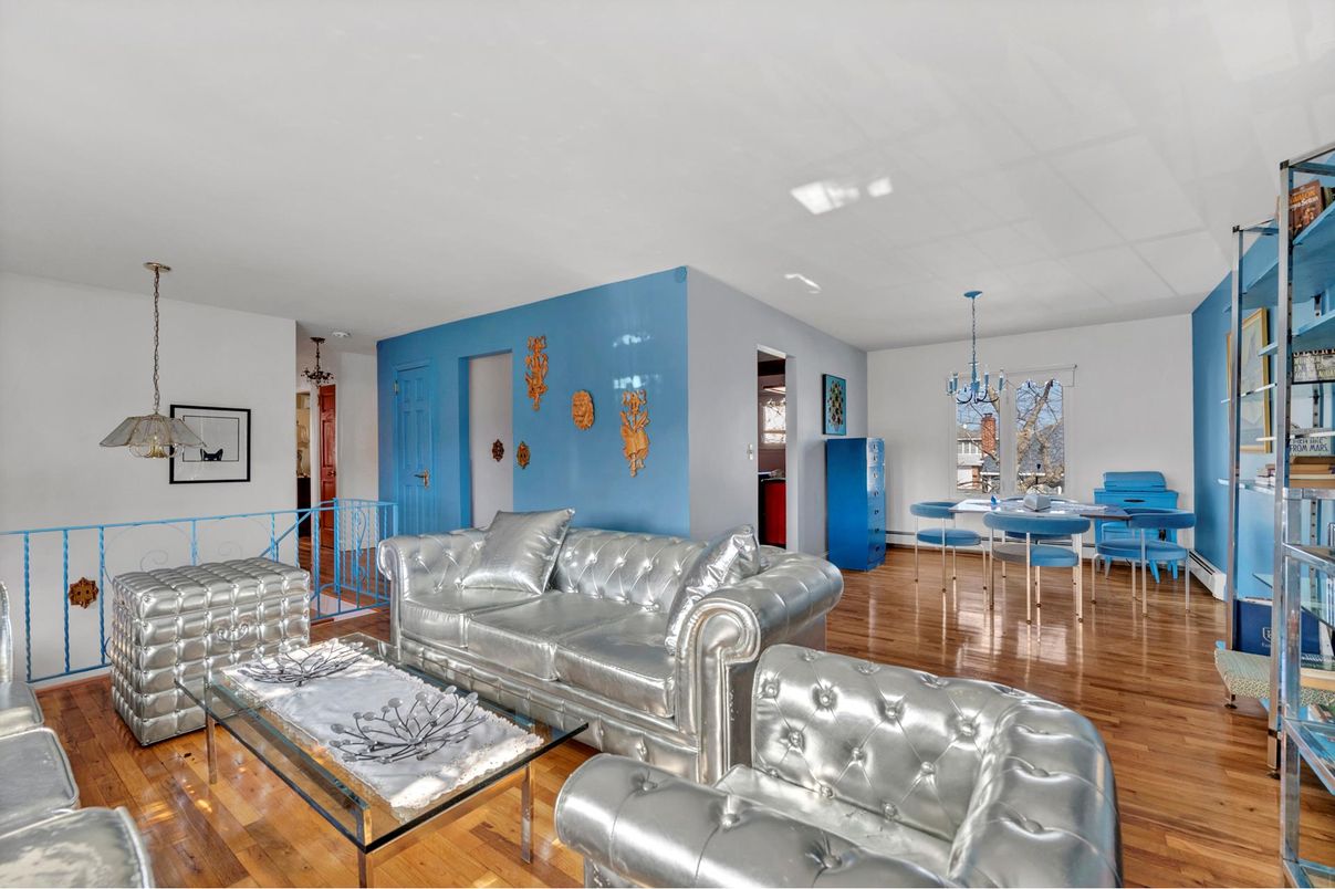 Dining room, Interior, Living room, Pendant Lights, Wood Texture Flooring
