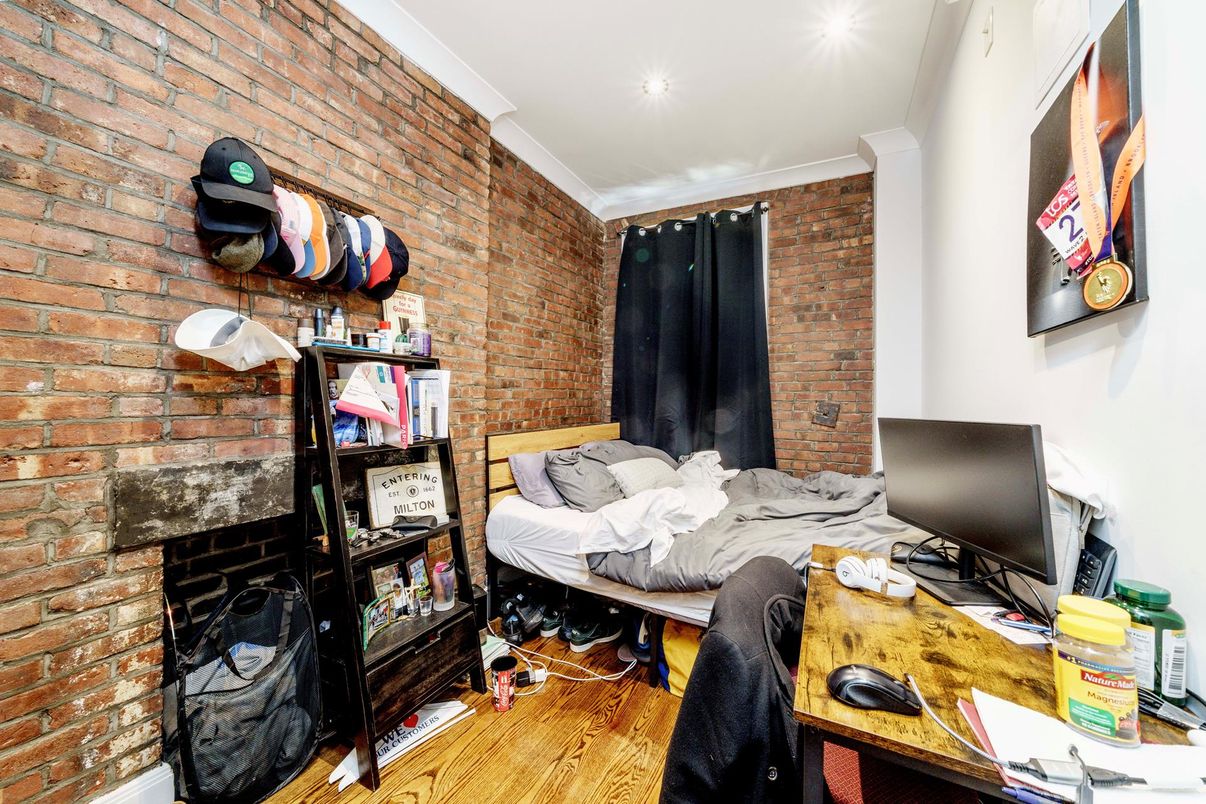 Fireplace, Home Office, Interior, Stone Walls, Wood Texture Flooring